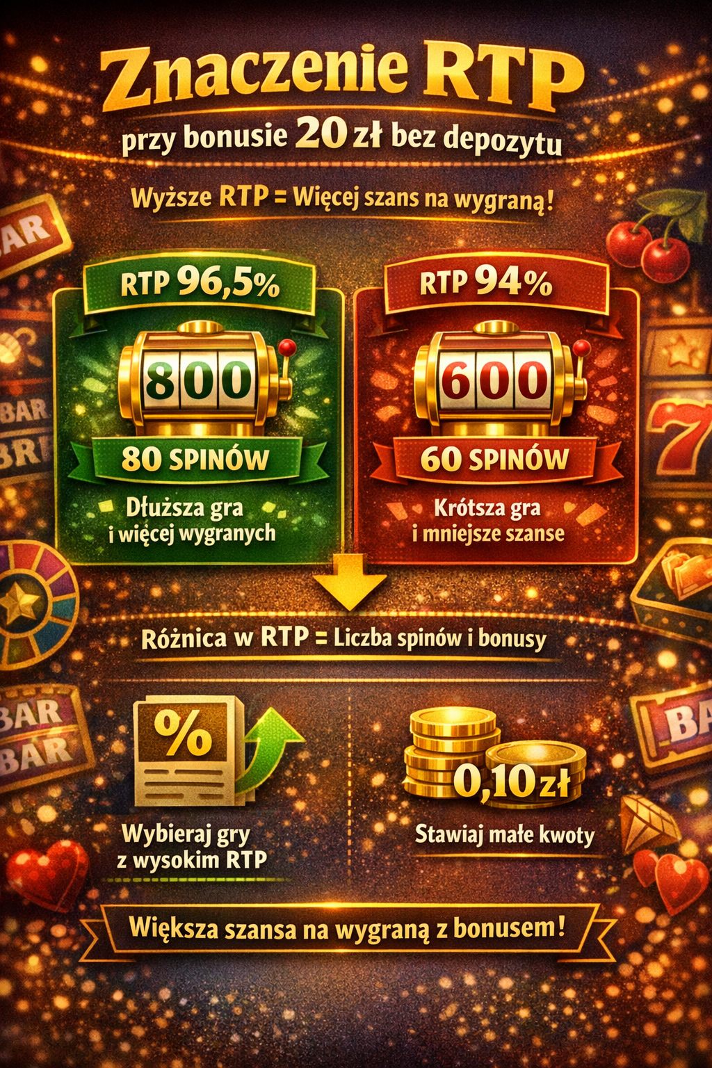 Znaczenie RTP przy bonusie 20 zł